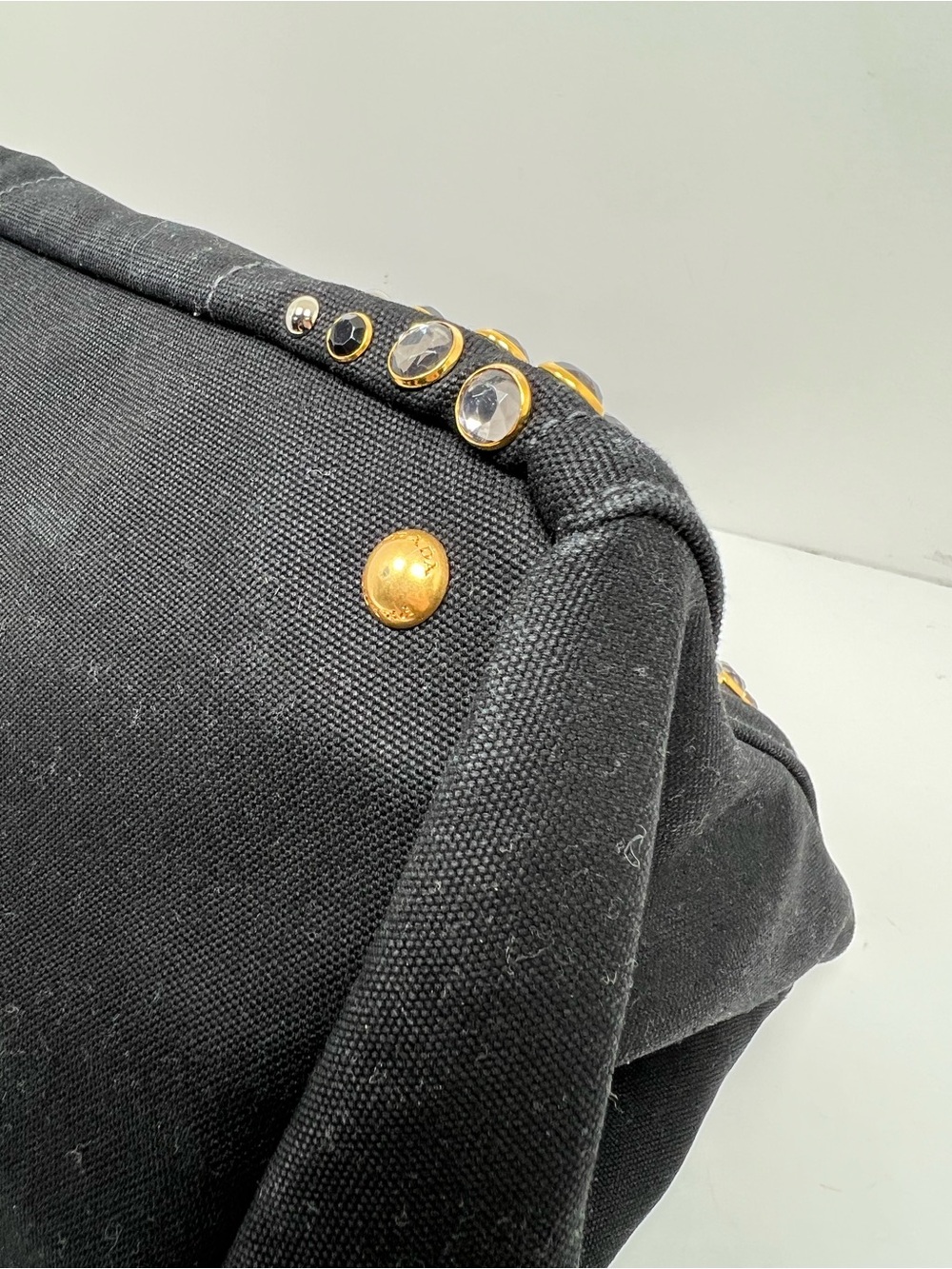 PRADA Tote Bag Canapa studs canvas Nero (Black) Women - Picture 7 of 13